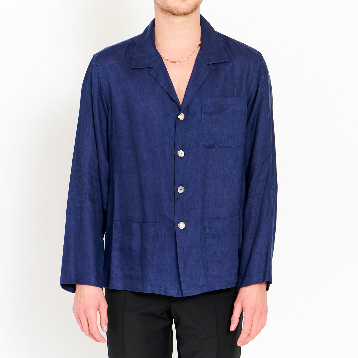 Navy Linen Shirt