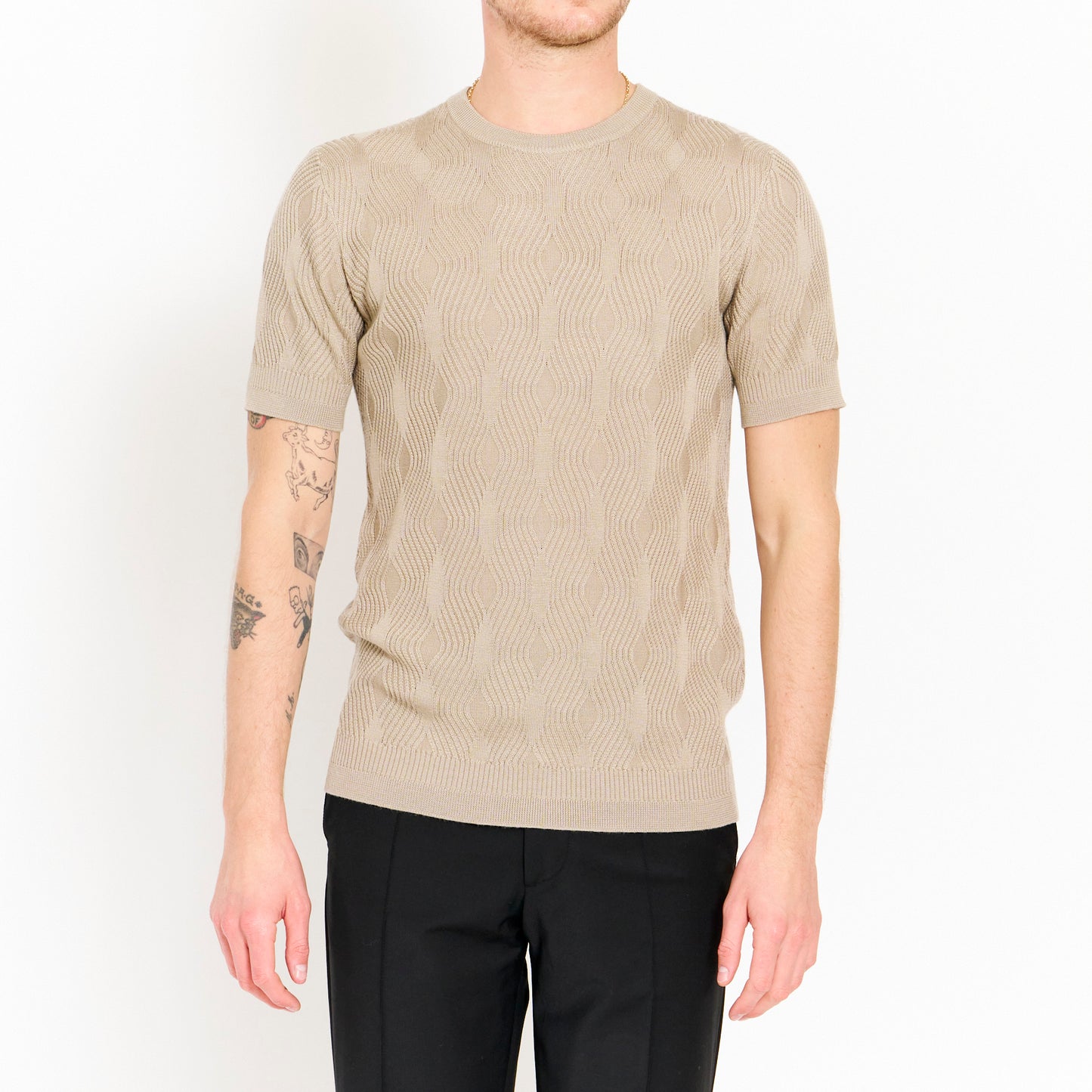 Beige Knitted Tshirt