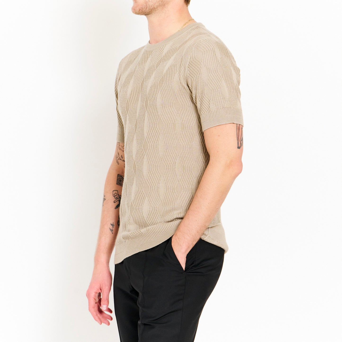 Beige Knitted Tshirt