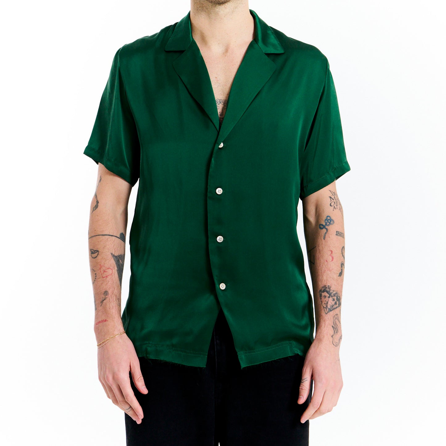 Vintage Japanese Emerald Silk Shirt