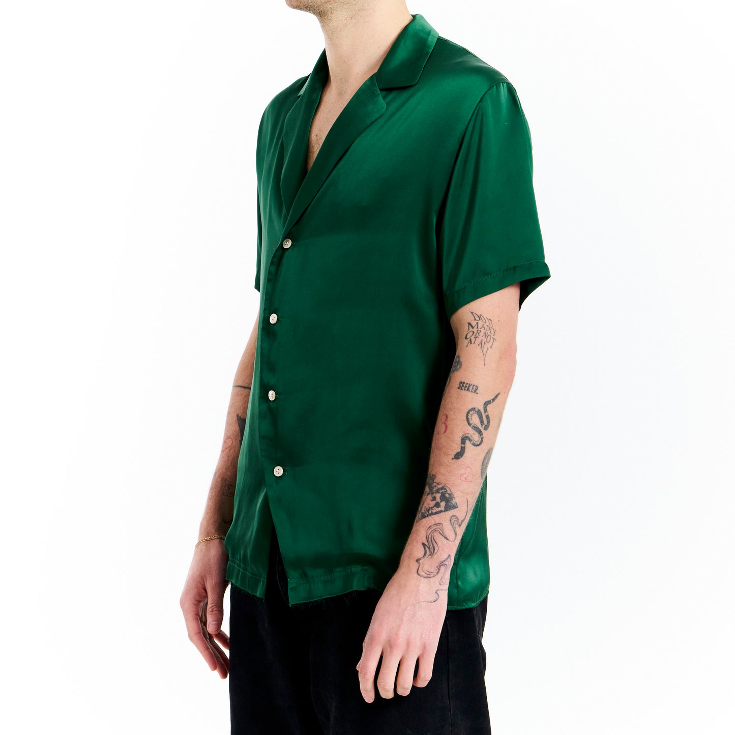 Vintage Japanese Emerald Silk Shirt