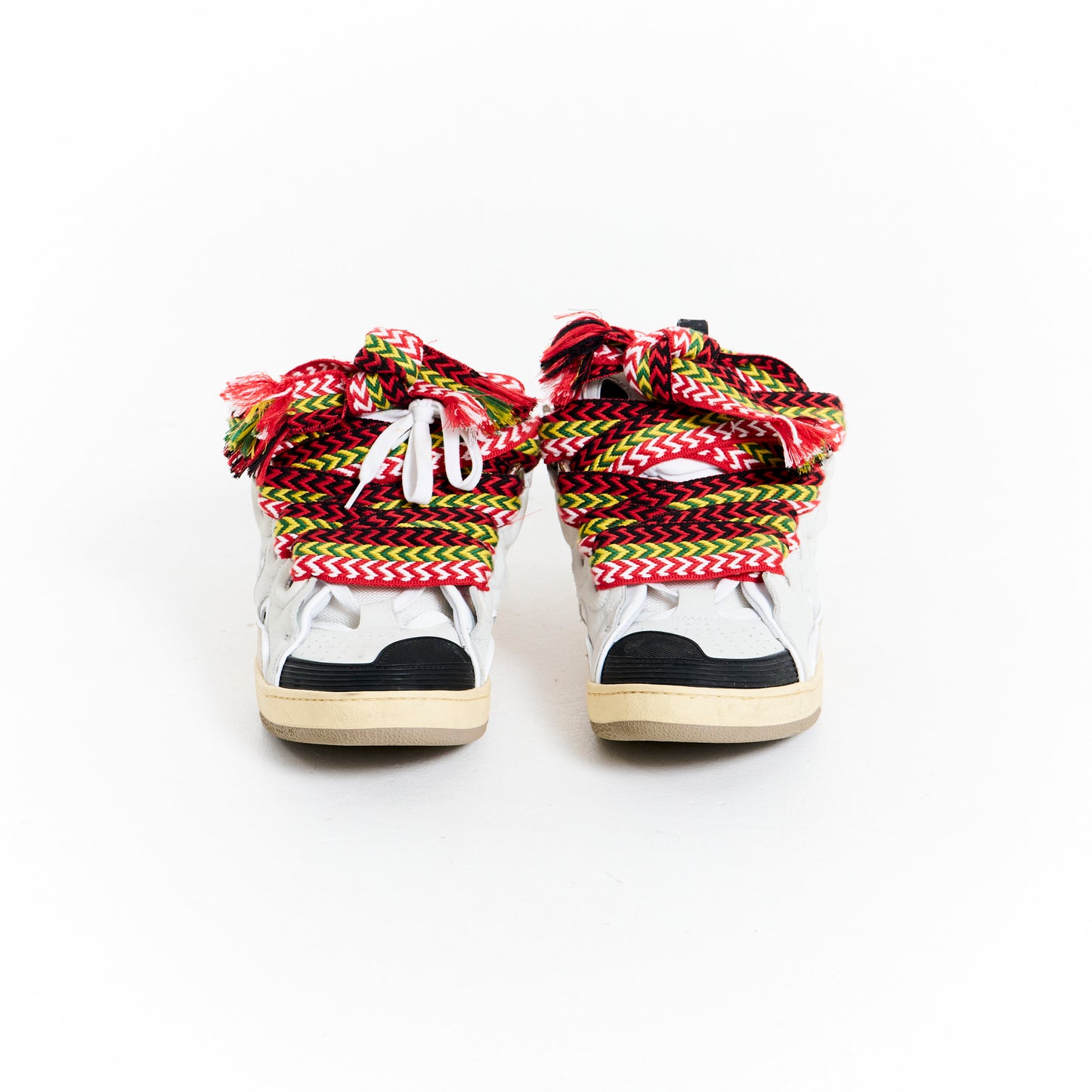 Leather Curb Sneakers White/Red