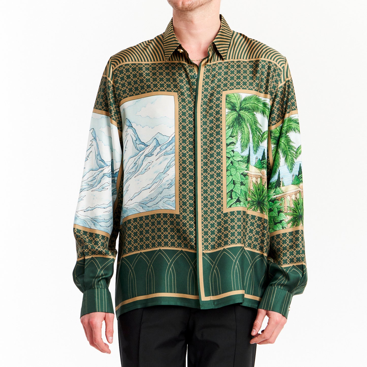 RARE 'The Elements' Printed Silk Shirt