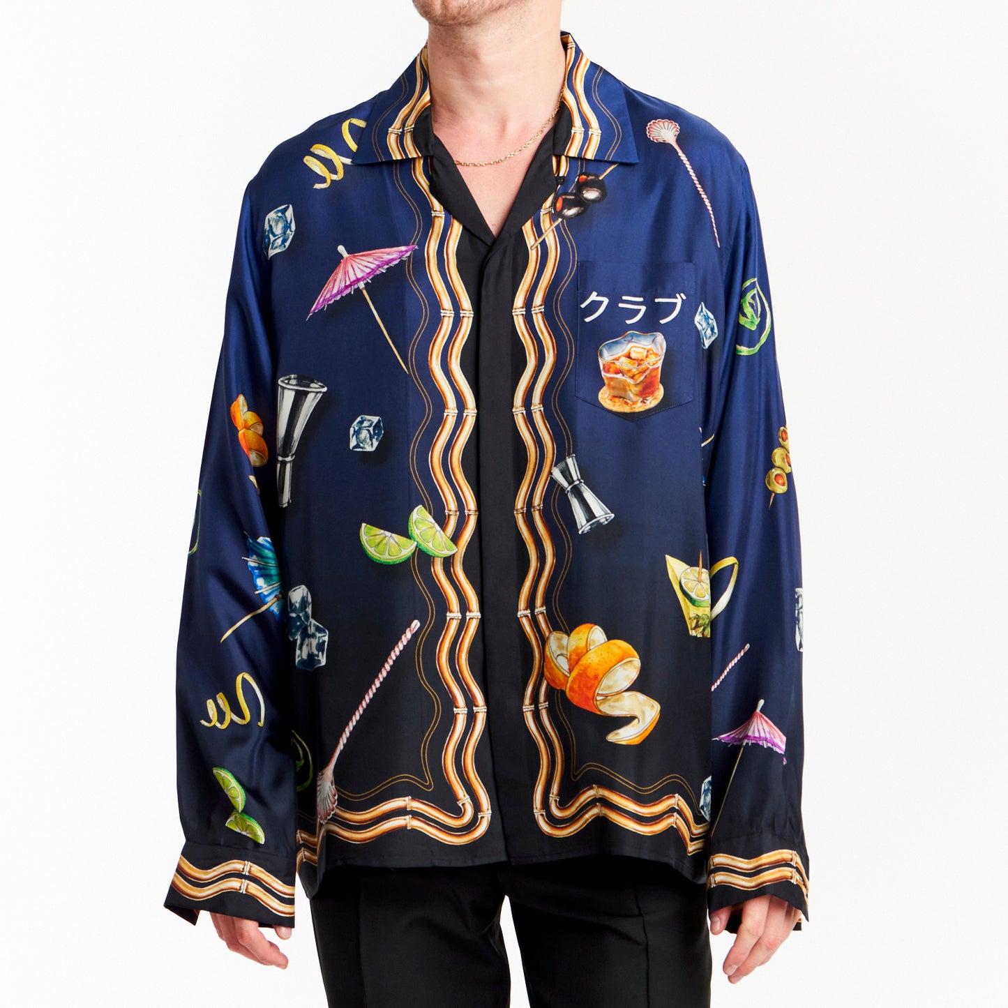 RARE Japanese Cocktail Printed Silk Shirt