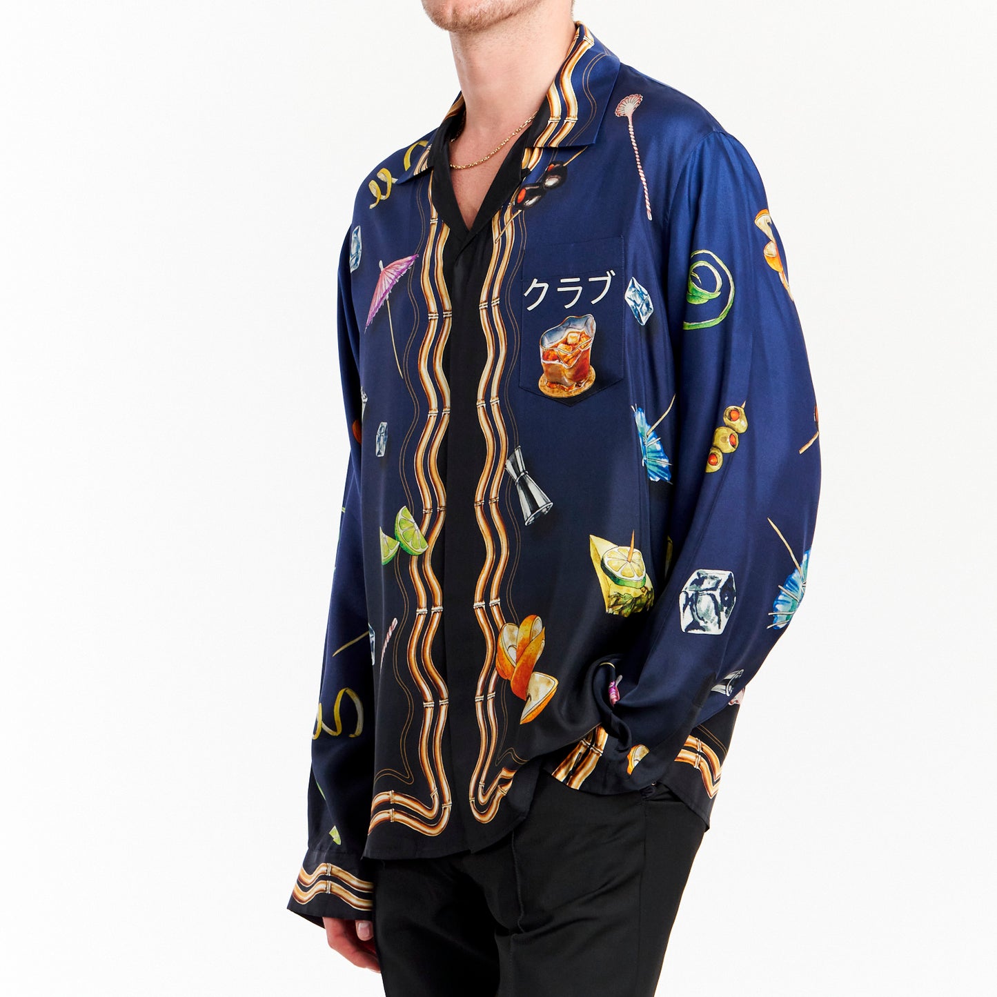 RARE Japanese Cocktail Printed Silk Shirt