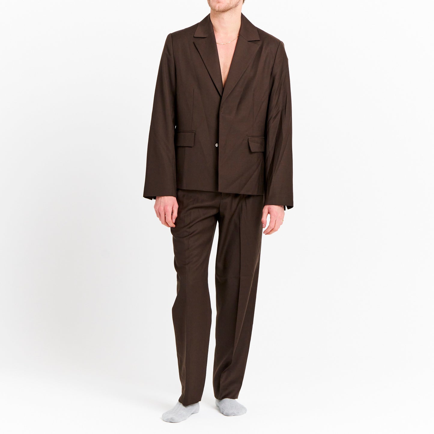 Relaxed Fit Brown Suit