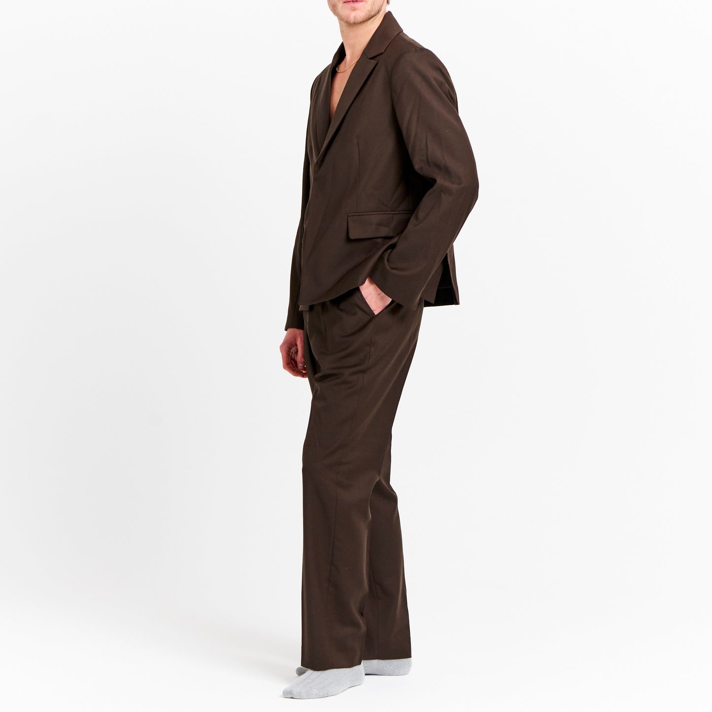 Relaxed Fit Brown Suit